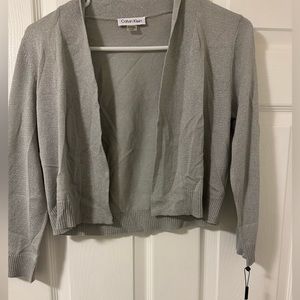 Calvin Klein mid sleeve gray sparkly cardigan
